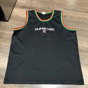 Quiksilver Black Tank Top with Red and Green Trim